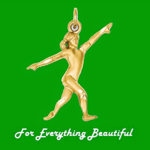 Image 0 of Gymnastics Olympic Sports Satin Polished 14K Yellow Gold Pendant Charm