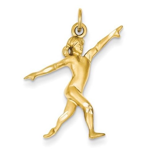 Image 1 of Gymnastics Olympic Sports Satin Polished 14K Yellow Gold Pendant Charm
