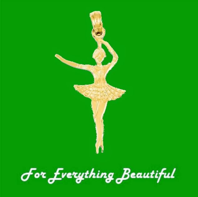 Image 0 of Ballerina Dancer Satin Polished 14K Yellow Gold Pendant Charm