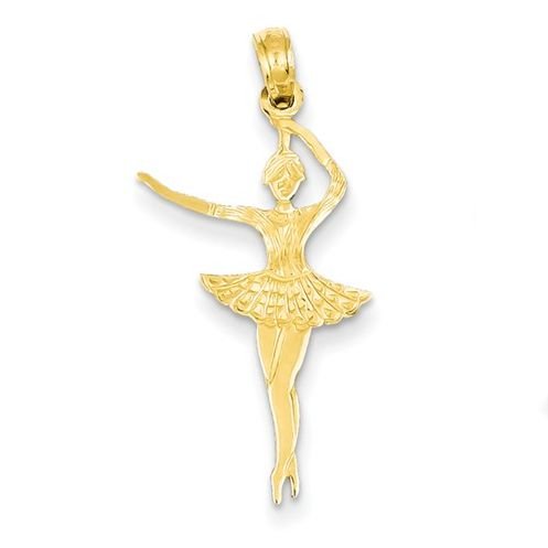 Image 1 of Ballerina Dancer Satin Polished 14K Yellow Gold Pendant Charm