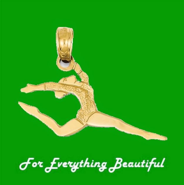 Image 0 of Floor Gymnast Olympic Sports Small 14K Yellow Gold Pendant Charm