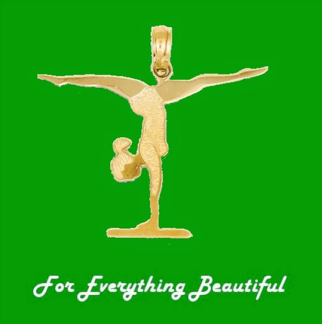 Image 0 of Vault Gymnast Olympic Sports Polished 14K Yellow Gold Pendant Charm