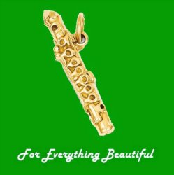 Flute Musical 3D Polished 14K Yellow Gold Pendant Charm