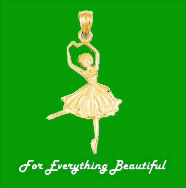 Image 0 of Ballerina Dancing Satin Polished 14K Yellow Gold Pendant Charm