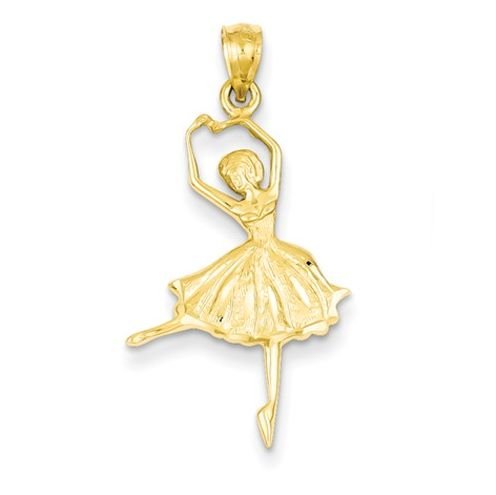Image 1 of Ballerina Dancing Satin Polished 14K Yellow Gold Pendant Charm