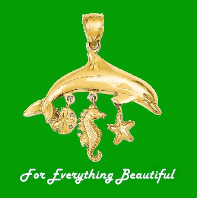 Image 0 of Dolphin Sea Life Satin Polished 14K Yellow Gold Pendant Charm