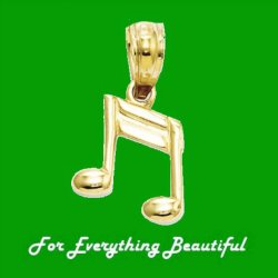 Double Musical Note Tiny 14K Yellow Gold Pendant Charm