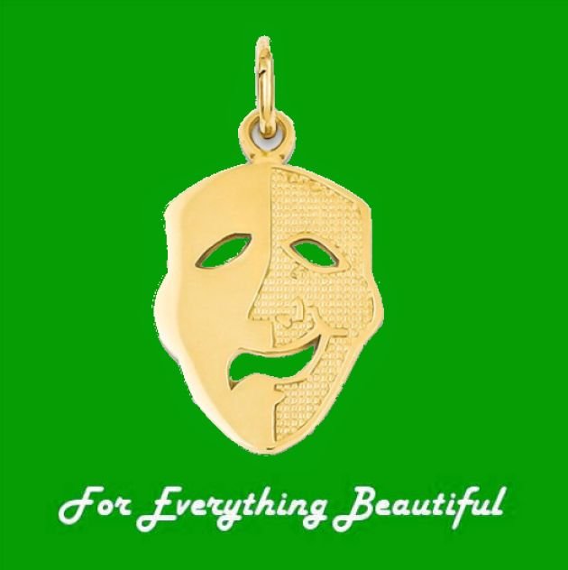 Image 0 of Comedy Tragedy Mask Musical Small 14K Yellow Gold Pendant Charm