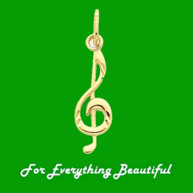 Image 0 of Treble Clef Musical Note Tiny 14K Yellow Gold Pendant Charm
