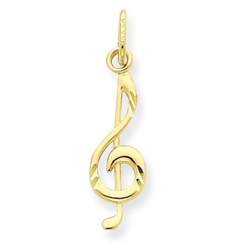Image 1 of Treble Clef Musical Note Tiny 14K Yellow Gold Pendant Charm