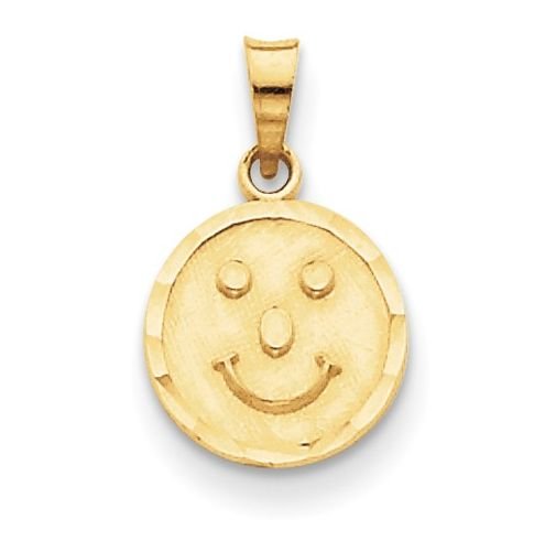 Image 1 of Happy Smiley Face Small 14K Yellow Gold Pendant Charm