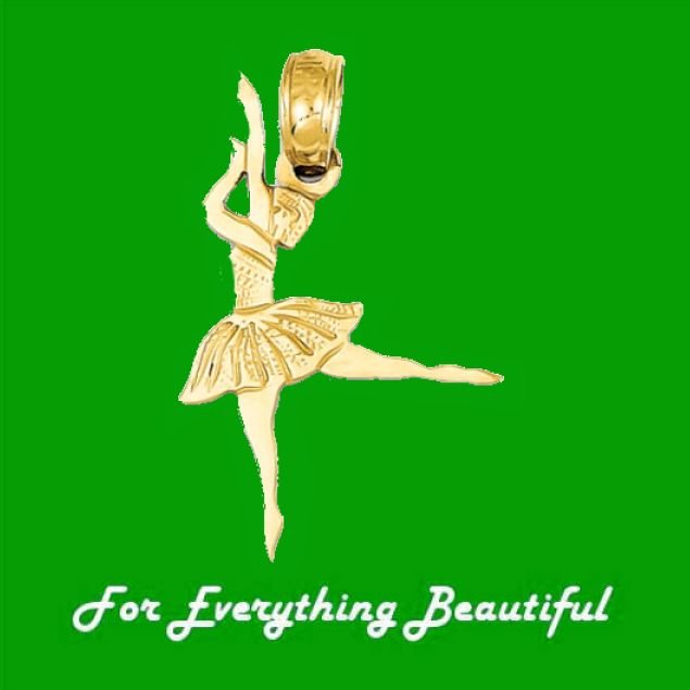 Image 0 of Ballerina Dancing Satin Polished Tiny 14K Yellow Gold Pendant Charm