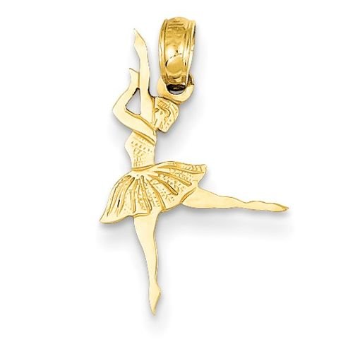 Image 1 of Ballerina Dancing Satin Polished Tiny 14K Yellow Gold Pendant Charm