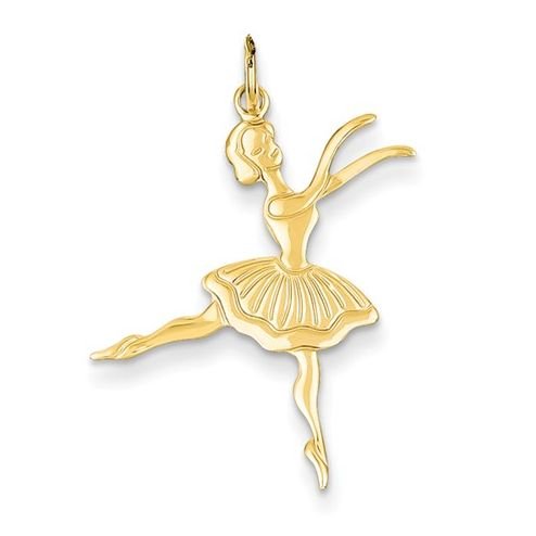 Image 1 of Ballerina Dance Satin Polished 14K Yellow Gold Pendant Charm