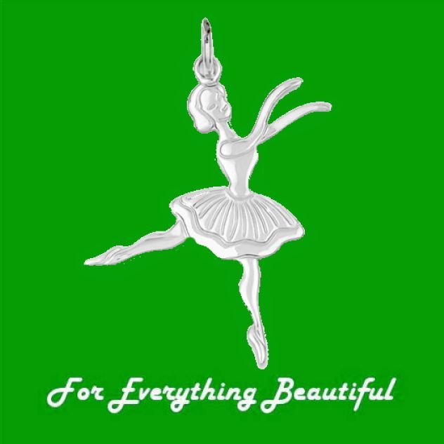 Image 0 of Ballerina Dance Satin Polished 14K White Gold Pendant Charm