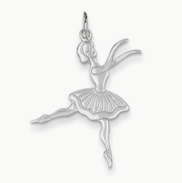 Image 1 of Ballerina Dance Satin Polished 14K White Gold Pendant Charm
