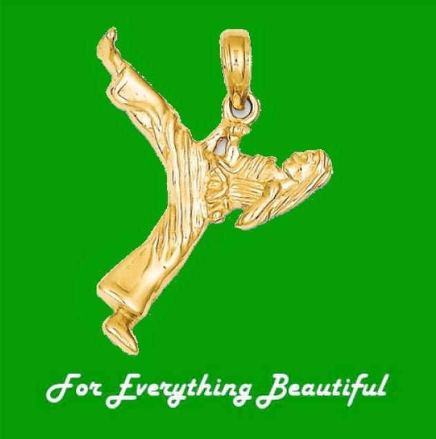 Image 0 of Female Karate Figure Sports Satin Polished 14K Yellow Gold Pendant Charm