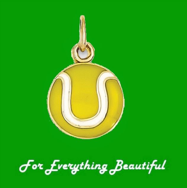 Image 0 of Enameled Tennis Ball Sports Small 14K Yellow Gold Pendant Charm