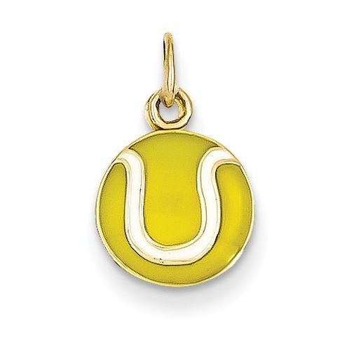 Image 1 of Enameled Tennis Ball Sports Small 14K Yellow Gold Pendant Charm