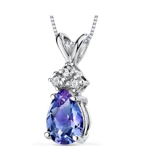 Image 1 of Alexandrite Pear Cut Diamond Accent 14K White Gold Pendant