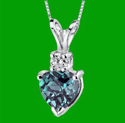 Image 0 of Alexandrite Heart Cut Diamond Accent 14K White Gold Pendant