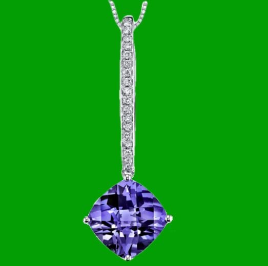 Image 0 of Alexandrite Cushion Cut Diamond Accent 14K White Gold Pendant