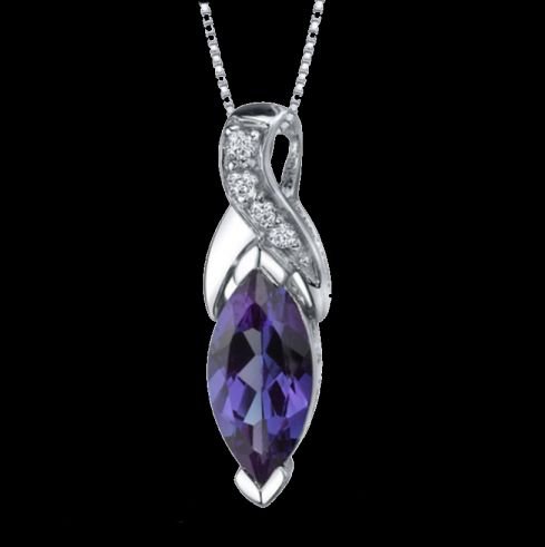 Image 0 of Alexandrite Marquis Cut Cubic Zirconia Accent Sterling Silver Pendant