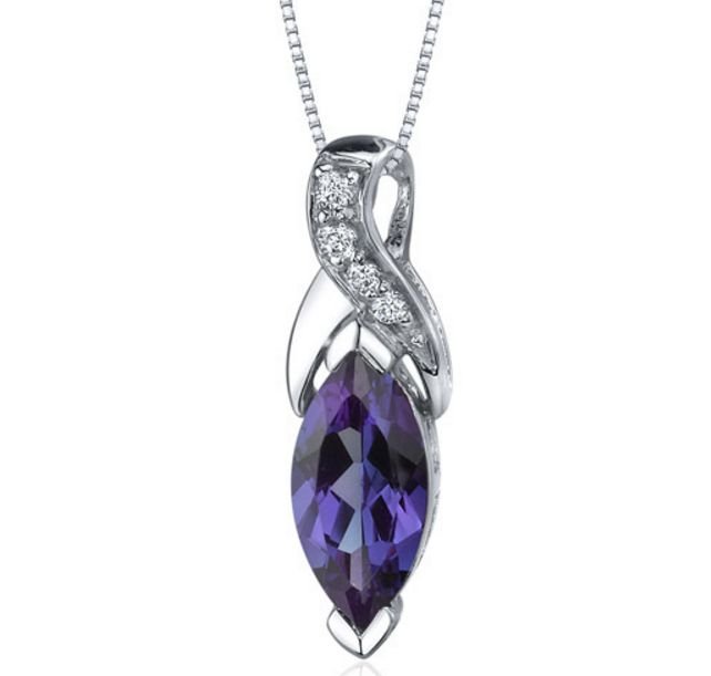 Image 1 of Alexandrite Marquis Cut Cubic Zirconia Accent Sterling Silver Pendant