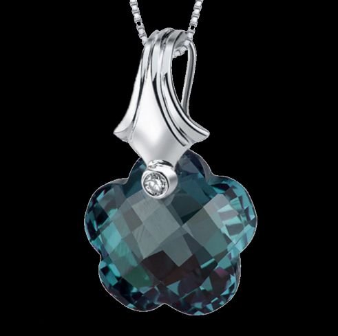 Image 0 of Alexandrite Florentine Cut Cubic Zirconia Accent Sterling Silver Pendant