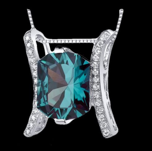 Image 0 of Alexandrite Prince Cut Cubic Zirconia Accent Sterling Silver Pendant
