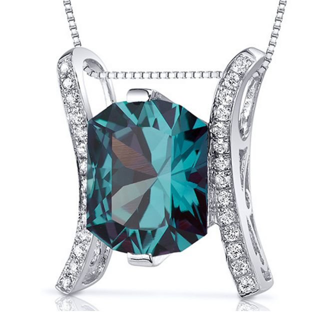 Image 1 of Alexandrite Prince Cut Cubic Zirconia Accent Sterling Silver Pendant