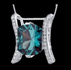 Alexandrite Prince Cut Cubic Zirconia Accent Sterling Silver Pendant