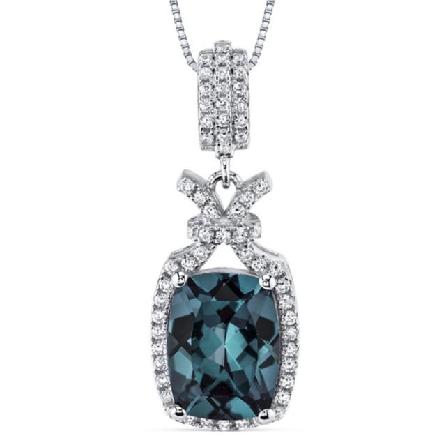 Image 1 of Alexandrite Cushion Cut Cubic Zirconia Tied Knot Sterling Silver Pendant