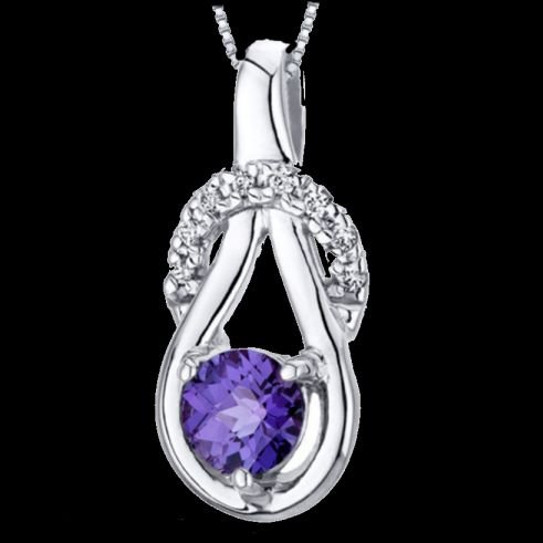 Image 0 of Alexandrite Round Cut Cubic Zirconia Knot Sterling Silver Pendant
