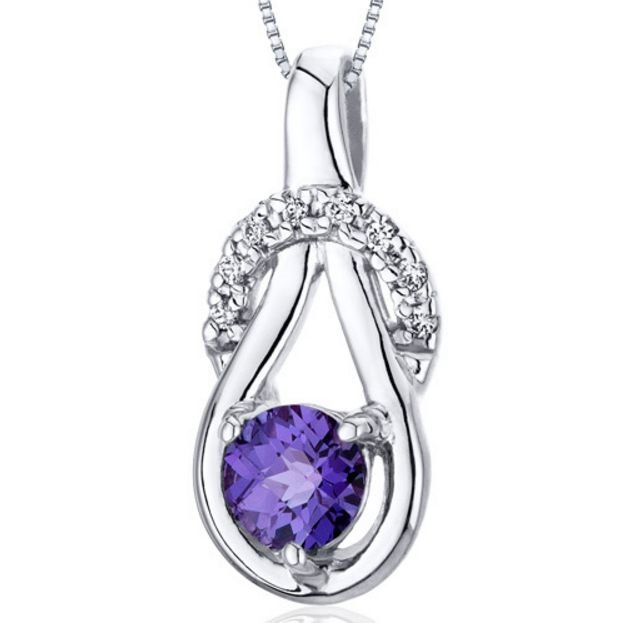 Image 1 of Alexandrite Round Cut Cubic Zirconia Knot Sterling Silver Pendant