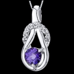 Alexandrite Round Cut Cubic Zirconia Knot Sterling Silver Pendant