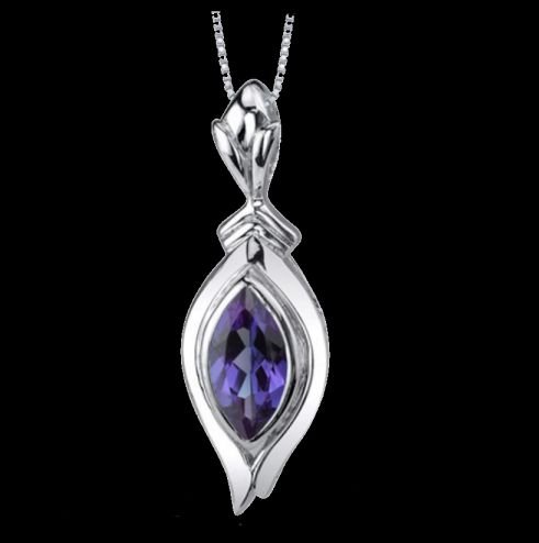 Image 0 of Alexandrite Marquis Cut Sterling Silver Pendant