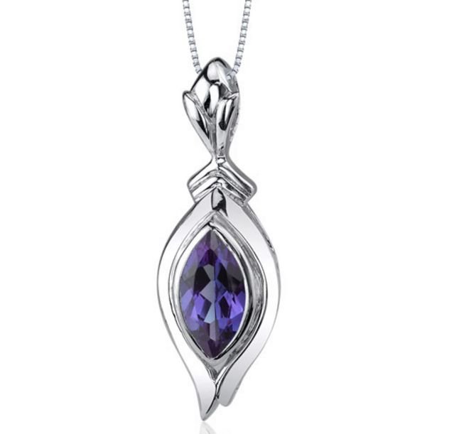 Image 1 of Alexandrite Marquis Cut Sterling Silver Pendant