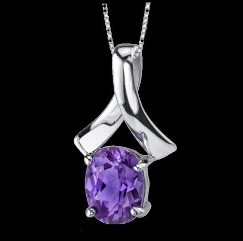 Image 0 of Alexandrite Oval Cut Ribbon Detail Sterling Silver Pendant