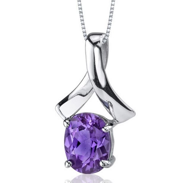 Image 1 of Alexandrite Oval Cut Ribbon Detail Sterling Silver Pendant