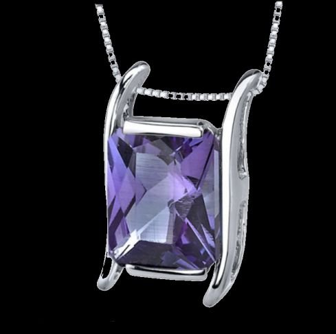 Image 0 of Alexandrite Radiant Cut Abstract Design Sterling Silver Pendant