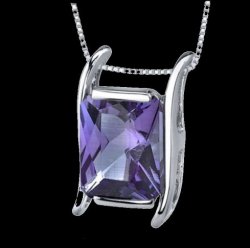 Alexandrite Radiant Cut Abstract Design Sterling Silver Pendant