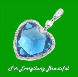 Blue Topaz Heart Checkerboard Cut Diamond Accent 14K White Gold Pendant