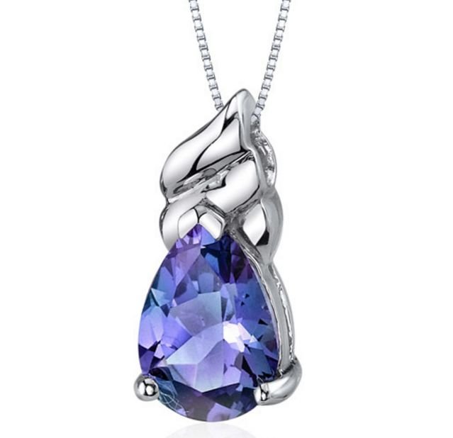 Image 1 of Alexandrite Pear Cut Abstract Detail Sterling Silver Pendant