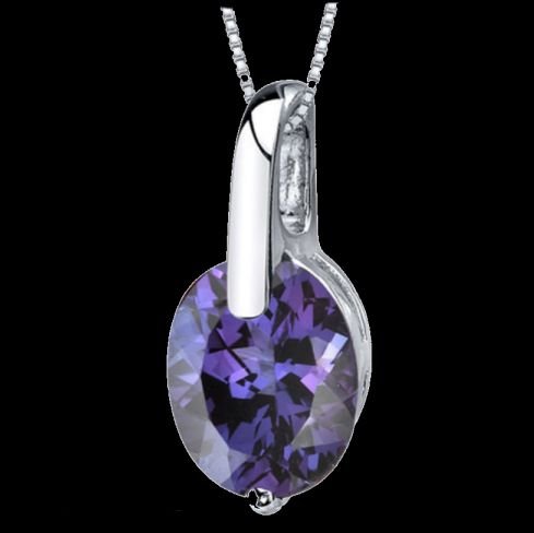 Image 0 of Alexandrite Oval Cut Simple Sterling Silver Pendant