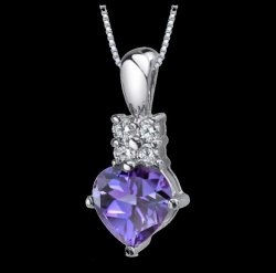 Alexandrite Heart Cut Quad Cubic Zirconia Detail Sterling Silver Pendant