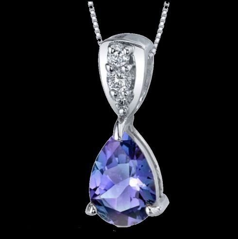 Image 0 of Alexandrite Pear Cut Cubic Zirconia Detail Sterling Silver Pendant