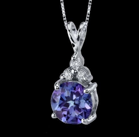 Image 0 of Alexandrite Round Cut Cubic Zirconia Accent Sterling Silver Pendant