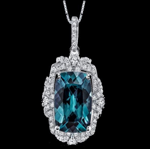 Image 0 of Alexandrite Cushion Cut Cubic Zirconia Framed Gallery Sterling Silver Pendant 