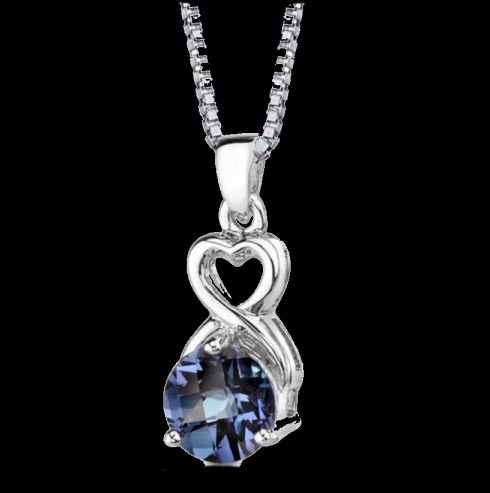 Image 0 of Alexandrite Round Cut Heart Detail Sterling Silver Pendant